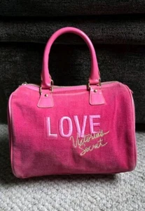 Vintage Y2K Victoria's Secret Velour Bowler Pink Purse Handbag Mini Bag - Picture 1 of 7