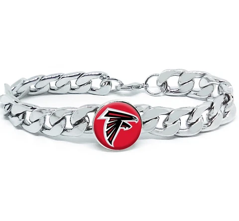 Atlanta Falcons Silver Mens Curb Link Chain Bracelet Football Gift D4 Cover