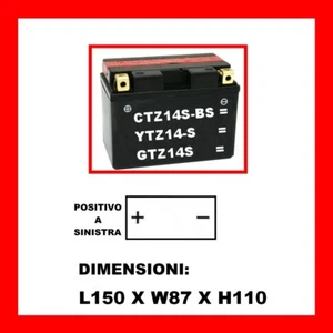 BATTERIA MOTO 12V 11.2AH CTZ14SBS=YTZ14S=GTZ14S - Imagen 1 de 1