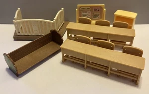 Calico Critters Sylvanian Families COUNTRY SCHOOL Replacement Desks Chairs Deck - Picture 1 of 15