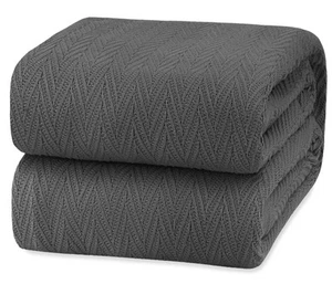 Queen Size Blanket for Bed 100% Cotton Blankets Soft and Breathable 410Gsm Waf - Picture 1 of 7