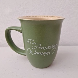 Taza Christian Amazing Woman 12oz. Tapa posavasos verde Proverbios 31:29 - Imagen 1 de 8