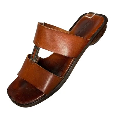 Zapatos Sesto Meucci de cuero con tira trasera para mujer 7,5 N estrecho marrón tejido Italia Foto 1 de 4