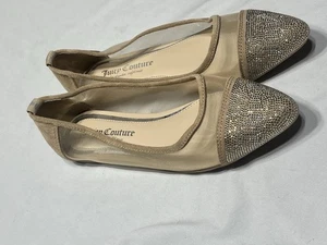 Juicy Couture Penny Ladies Flat Ballet Flat Nude Mesh Fabric Faux Suede 7.5 - Picture 1 of 7