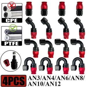 Adaptador de accesorios de extremo de manguera giratoria 4X 3AN 4AN 6AN 8AN 10AN PTFE Fuel Oil Gas E85 - Imagen 1 de 44
