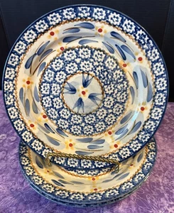 Juego de 3 platos de ensalada Temptations by Tara Old World azul floral de 8 pulgadas - Imagen 1 de 3