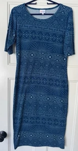 Lularoe Julia Dress Fitted Womens Medium Blue Pattern - Picture 1 of 5