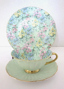 VINTAGE SHELLY TEETASSE & UNTERTASSE OLEANDER MELODIE CHINTZ GOLDGRIFF - England - Bild 1 von 23