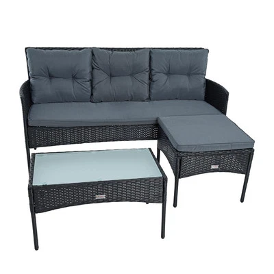 Polyrattan Sitzgruppe Lounge Set Gartenset Rattan Gartenmöbel 3-Sitzer Bank - Bild 1 von 4