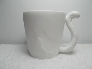 Tazza da tè caffè manico coda porcellana bianca opaca gatti goffrata - Foto 1 di 6