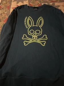 PSYCHO BUNNY Mens Gresham Embroidered Bunny Sweatshirt Aegean BLUE Size 3XLT - Picture 1 of 9