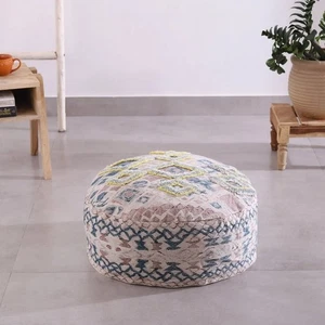 Ottoman Pouf - Pale Circle | Moroccan Decor - Picture 1 of 6