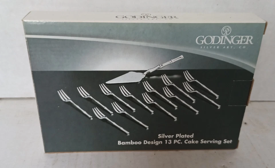 Godinger Plato Plata Diseño Bambú 13 Piezas Pastel Pastel Servir Set Sin Usar Foto 1 de 1