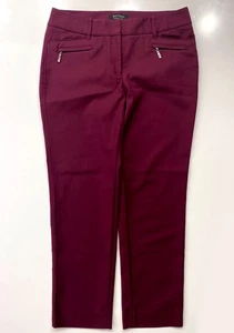 White House Black Market Perfect Form Ankle Pants Womens 4R Burgundy Zip Pockets - Picture 1 of 7