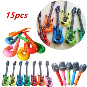 Inflatable Instruments Blow Fancy Up Dress Rock Party Guitar Microphone 15 PACK - Picture 1 of 12