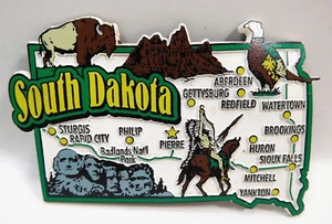 South Dakota State Map Refrigerator Magnet Souvenir Memories Keepsake - Picture 1 of 3