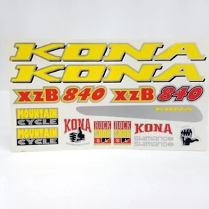 Kona XZB840 Frame Decals Sticker Set Bicycle Cycling Yellow Red Black MTB - Picture 1 of 7