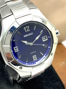Reloj Seiko Hombre SGEA43 Coutura Cuarzo Esfera Azul Fecha Plateado Acero Inoxidable - Imagen 1 de 13