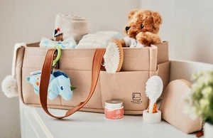 Baby Diaper Caddy Organizer Beige Large & Small Pouch/portable Holder Bag For Ch - Picture 1 of 9