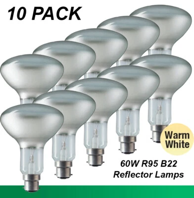 10 x 60W Incandescent R95 Reflector Light Globes Bulbs Bayonet B22 BC - image 1 of 4
