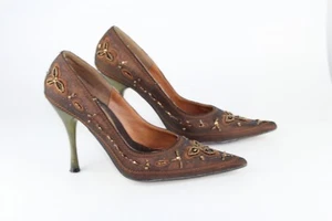 Women's Dollhouse Dark Bronze Satin Beaded Sequin Embellished Heel Pumps Size 6 - Picture 1 of 12
