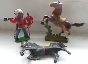 3 DDR Indianer, Pferde, Figuren Konvolut Vintage