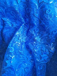 Französische Spitze Mit Pailletten In Royal blau Ca. 1,40m - Bild 1 von 5