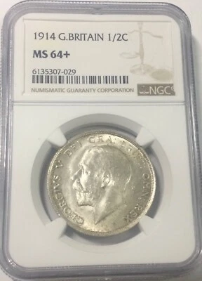 1914  George  V  Half Crown Great Britain  NGC MS64+ Pleasing Premium Coin Nice - Image 1 of 4