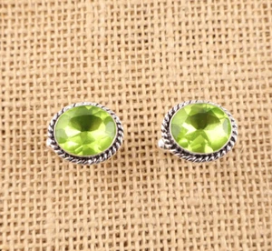 Natural Peridot August Birthstone 925 Sterling Silver Green Cufflinks Best Gift - Picture 1 of 7
