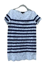 New Dolce & Gabanna Lace Mini dress Tunic Top Blue white Stripe Womens 2 - Picture 1 of 8