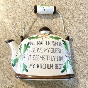 Vtg Norcrest Made In Japan Wall Pocket Kitchen Tea Pot Decor W/Verse p-418 - Picture 1 of 12