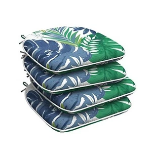 Set of 4 Outdoor Chair Cushions with Ties,Water Pack of 4 Islamorada Blue Green - Picture 1 of 7