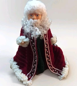 Bambola vintage San Nicola fatta a mano all'uncinetto Babbo Natale Natale Natale/stand 13" - Foto 1 di 9
