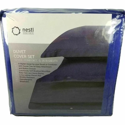 California King постельное белье пододеяльник комплект из 3 предметов темно-синий мягкий микрофибры новый - Изображение 1 из 4