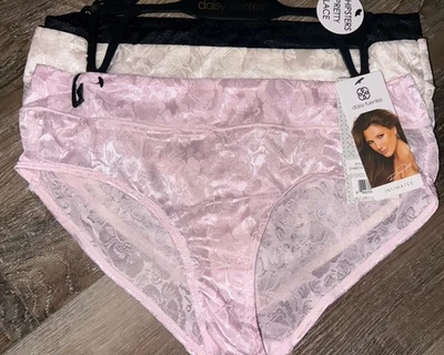 Daisy Fuentes ~ Womens Hipster Underwear Panties 3-Pair Nylon Lace ~ L - Image 1 of 4