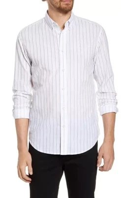 Rag & Bone Mens Fit 2 Tomlin Poplin Slim Shirt Size L White Pinstripe RRP £145 - Image 1 of 4