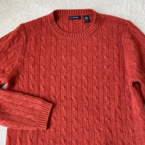 f. matthews Kaschmir Pullover Zopfmuster Damen Gr. L Rost Herbst Rundhals Preppy - Bild 1 von 9
