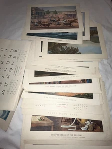 Lot of Calendar Pages Currier & Ives Art Prints 56 Images 11x16 1959-1962 - Picture 1 of 13