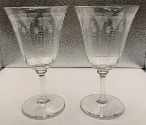 2 Bryce Brothers geätzte Blei Lotus Blume Kristall Wasserkelche *Mängel* - Bild 1 von 6