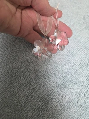 Adornos de árbol de Navidad de copo de nieve de cristal Swarovski vintage - 2 piezas Foto 1 de 4