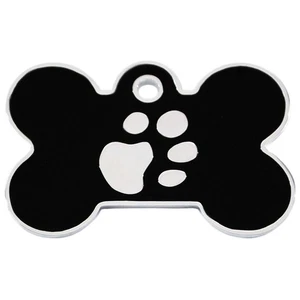 Etiqueta De Dirección Con Grabado - Hueso Grande - Con Huella - Negro/Plata - Imagen 1 de 1