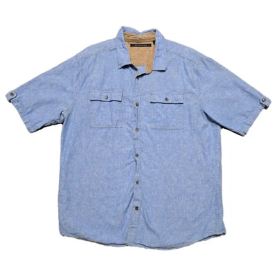 VTG Y2K Sean John Blue Chambray Button Up Shirt Mens 3XL Short Sleeve - Image 1 of 4
