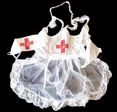 One Size Fantasy Lingerie Nurse Teddy with Garters includes Cap and G String - Image 1 of 2