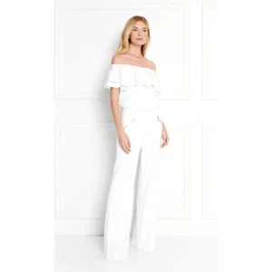 Pantalone lana Rachel Zoe Sidney bianco oro tasca zip nuovo con etichetta donna 00 - Foto 1 di 7