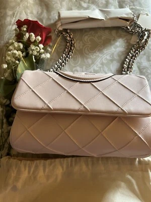 VENDA! Autêntica Bolsa Conversível Tory Burch Soft Fleming Rosa Pálido $598 Natal - Imagem 1 de 4