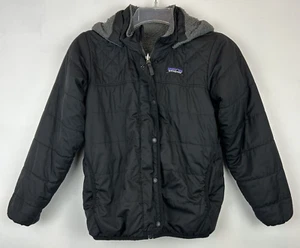 Patagonia Coat Boys M 10 Black Puffer Worn Wear Jacket Reversible Read - Picture 1 of 17