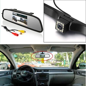 4.3" LCD Car Rear View Rearview Mirror Monitor Night Vision Backup Camera Kits - Picture 1 of 11