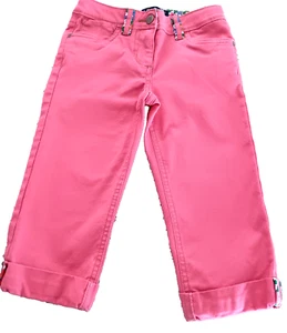 MINI BODEN Pink jeans girl 7y adjustable floral inner waist &roll up hem tabs - Picture 1 of 5