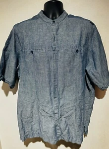 Vintage Jordan Two 3 Denim Short Sleeve Button Up Casual Denim Shirt Size - XL - Picture 1 of 10