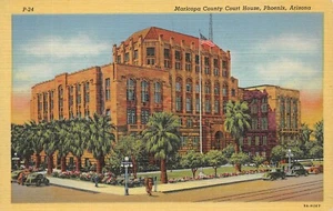 # B953 PHOENIX, AZ. LINEN POSTCARD, COUNTY COURT HOUSE - Picture 1 of 2